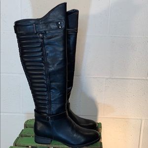 Black Knee Length Moto Boot